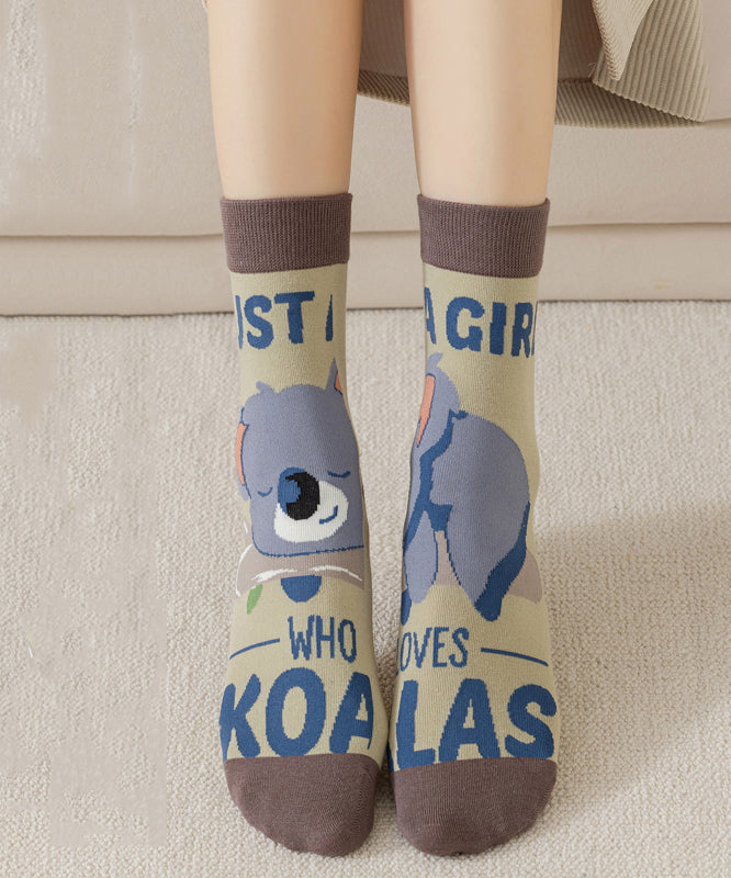 Mid Calf Socks Pure Cotton Breathable Autumn And Winter Cartoon Pattern