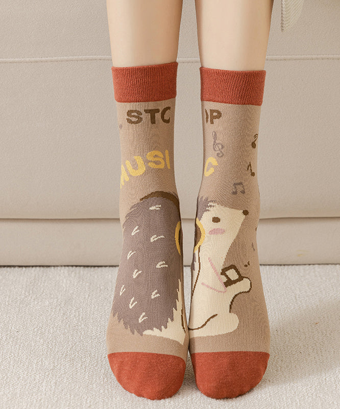 Mid Calf Socks Pure Cotton Breathable Autumn And Winter Cartoon Pattern
