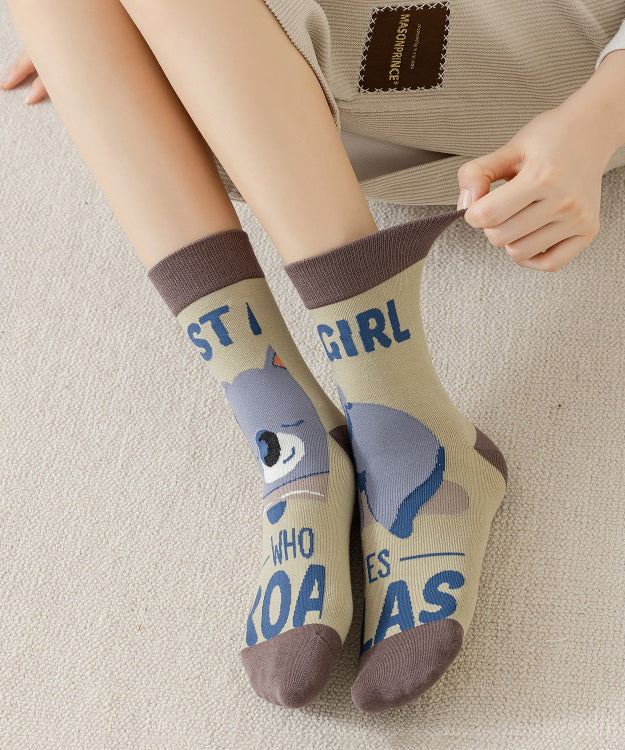 Mid Calf Socks Pure Cotton Breathable Autumn And Winter Cartoon Pattern