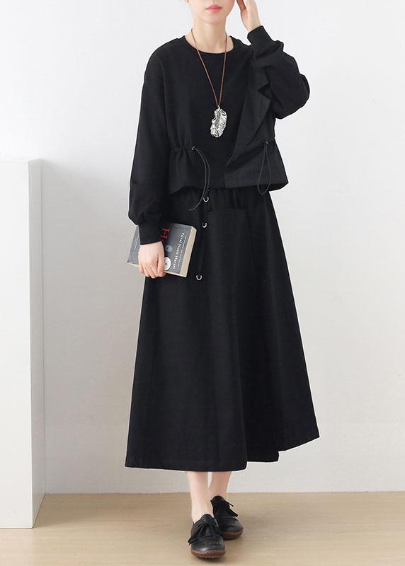Modern Black Cinched Pockets Asymmetrical design Skirt - Omychic