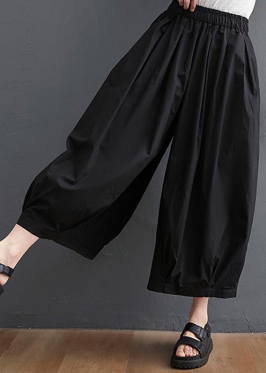 Modern Black High Waist asymmetrical design Summer Cotton Linen Pants - Omychic