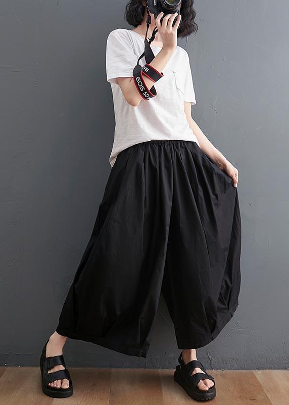 Modern Black High Waist asymmetrical design Summer Cotton Linen Pants - Omychic