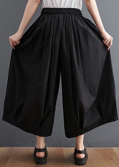 Modern Black High Waist asymmetrical design Summer Cotton Linen Pants - Omychic