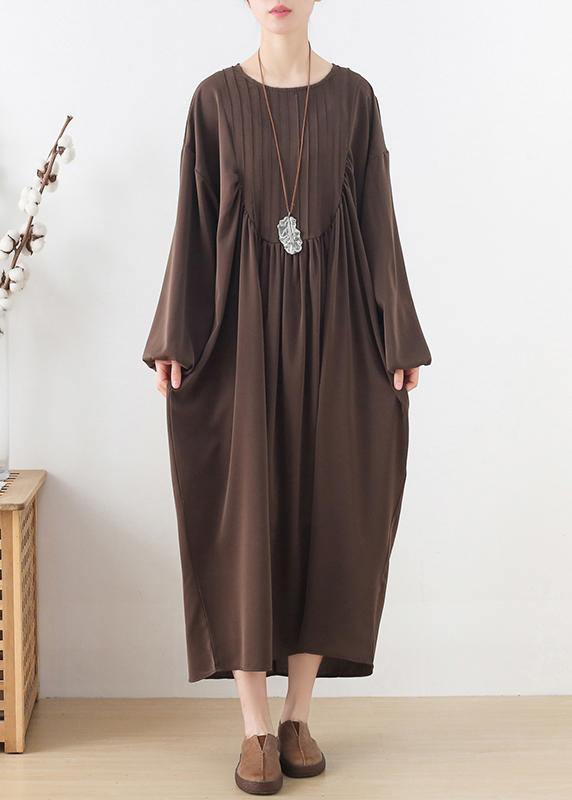 Modern Black Long Sleeve Cotton O-Neck Spring Long Dresses - Omychic