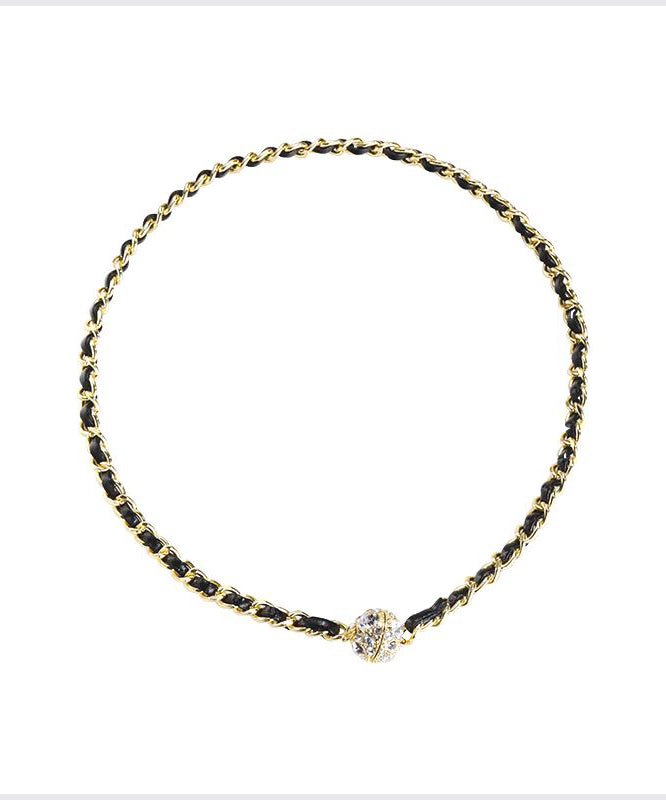 Modern Black Sterling Silver Overgild Zircon Chain Necklace