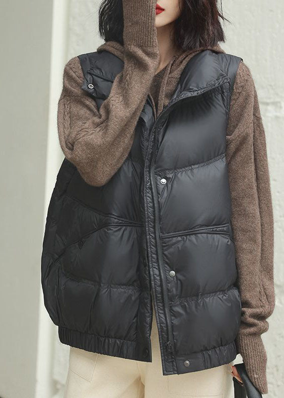 Modern Coffee Stand Collar Oversized Thick Duck Down Vest Winter