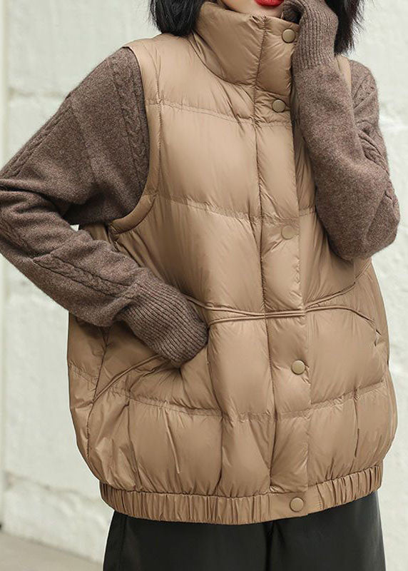 Modern Coffee Stand Collar Oversized Thick Duck Down Vest Winter