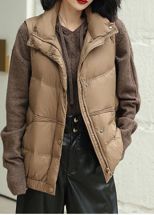 Modern Coffee Stand Collar Oversized Thick Duck Down Vest Winter