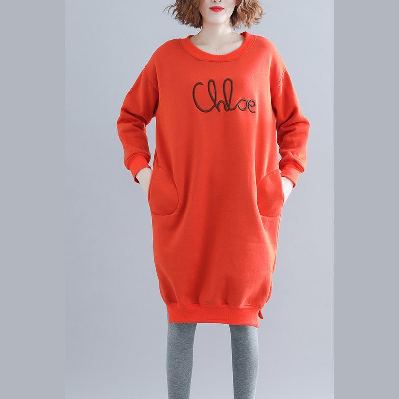 Modern Cotton clothes Women Pakistani Work Outfits orange Love Dresses O neck - Omychic