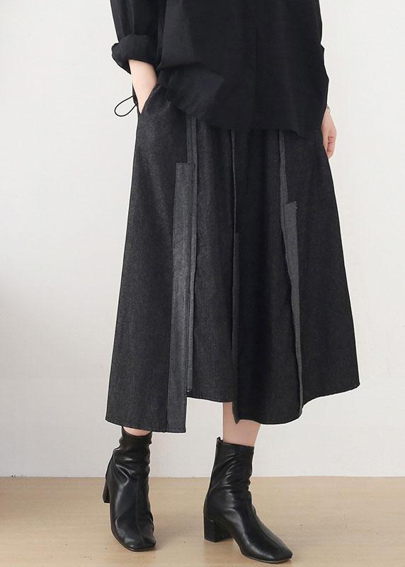 Modern Dark Grey Elastic Waist A Line Fall Skirts - Omychic