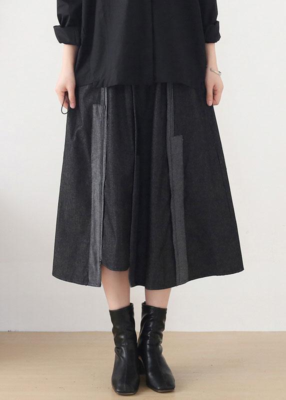 Modern Dark Grey Elastic Waist A Line Fall Skirts - Omychic