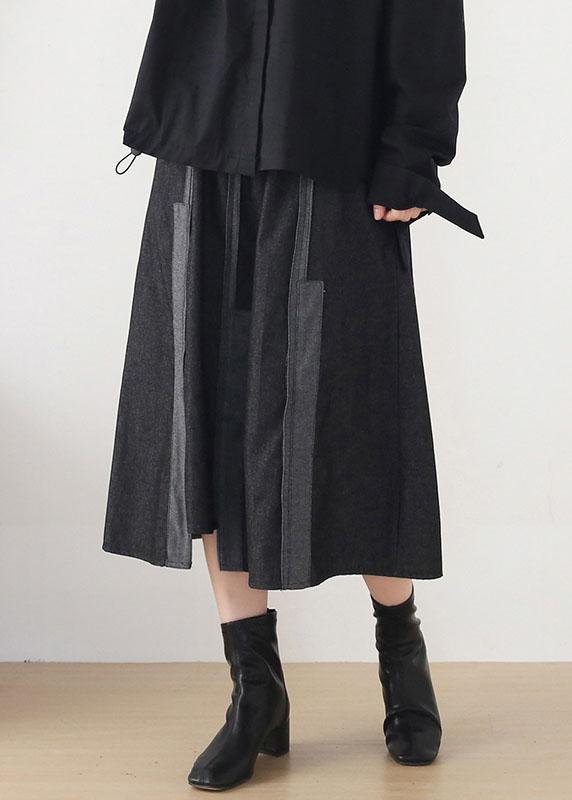 Modern Dark Grey Elastic Waist A Line Fall Skirts - Omychic