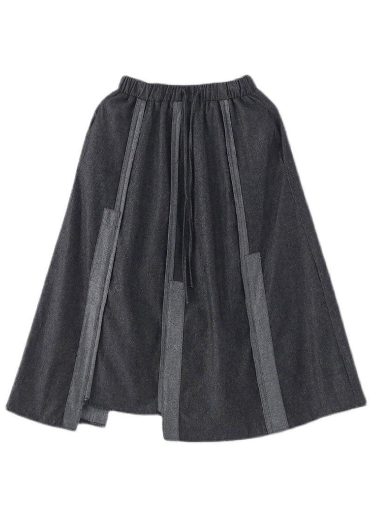 Modern Dark Grey Elastic Waist A Line Fall Skirts - Omychic