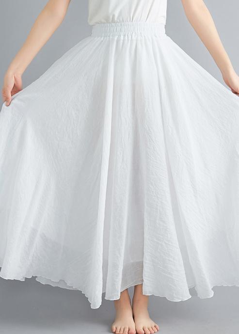 Modern Elastic White Summer Cotton Linen Skirts - Omychic