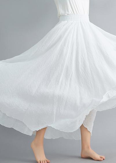 Modern Elastic White Summer Cotton Linen Skirts - Omychic