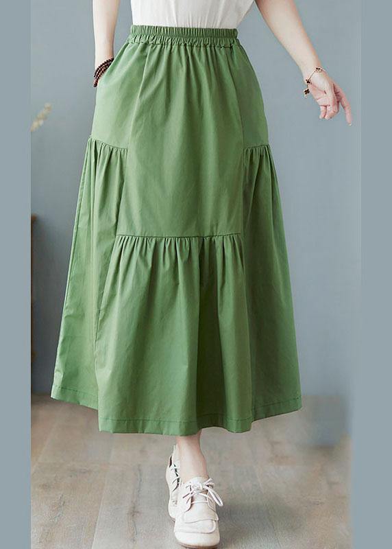 Modern Green High Waist wrinkled asymmetrical design Pockets Fall Skirt - Omychic