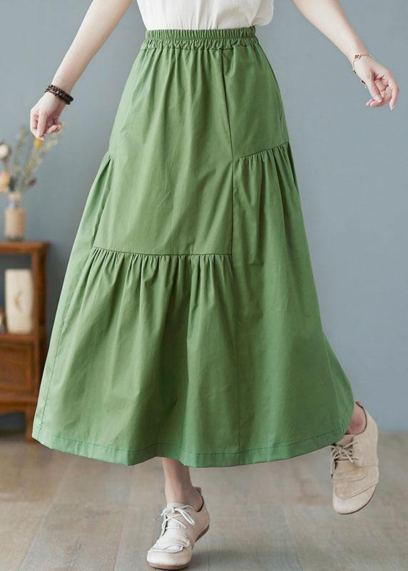 Modern Green High Waist wrinkled asymmetrical design Pockets Fall Skirt - Omychic