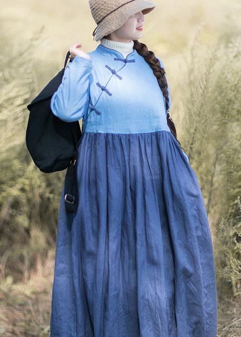 Modern Light Blue Robes Stand Asymmetrical Robe Spring Dress – Omychic