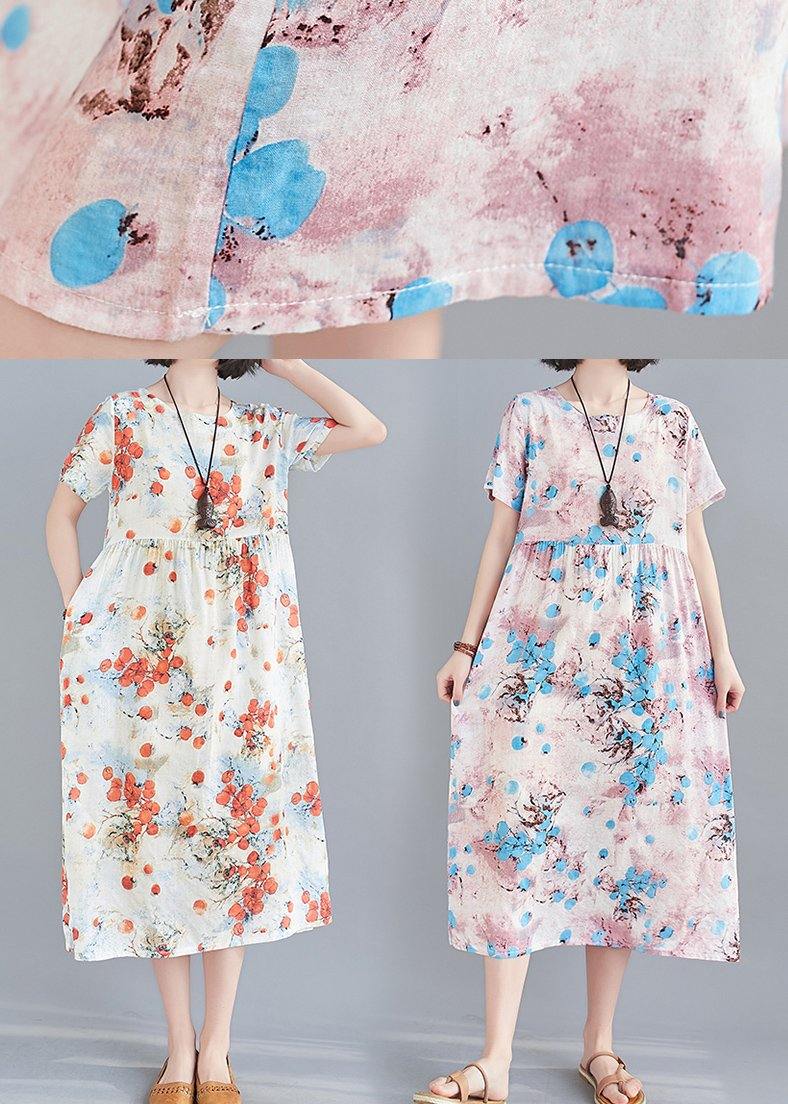 Modern O-Neck Summer Clothes Shape Blue Print Dresses - Omychic