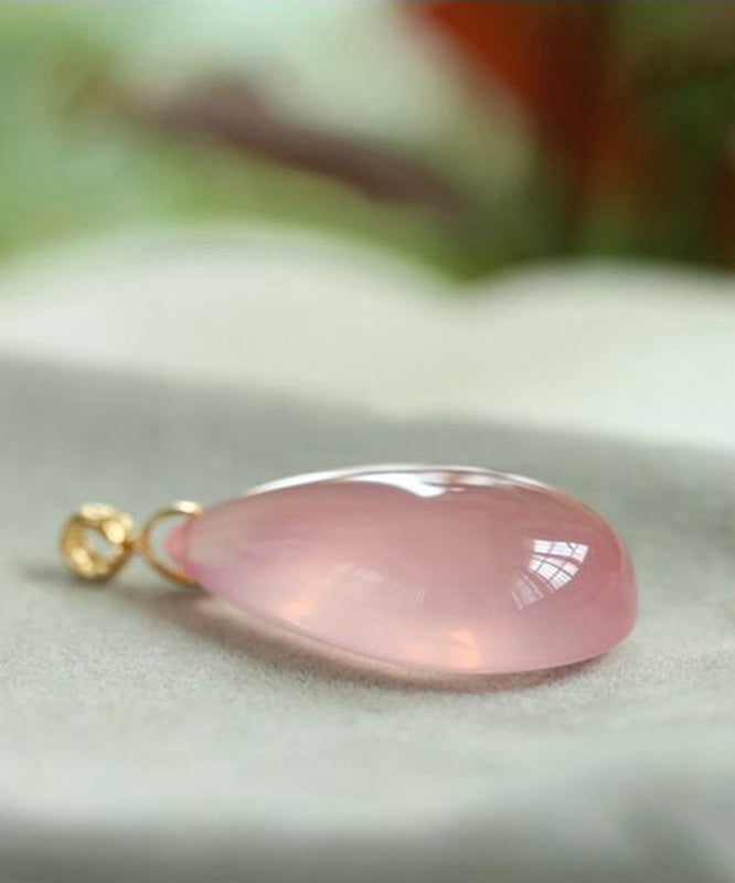 Modern Pink Ancient Gold Inlaid Crystal Whtch Drop Love Pendant Necklace