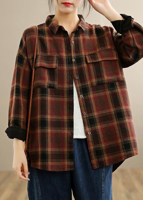 Modern Red Plaid Clothes Spring Blouses ( Limited Stock) - Omychic