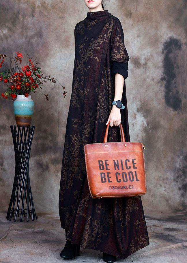 Modern Red Print asymmetrical design elegant Fall Long sleeve Holiday Dress - Omychic
