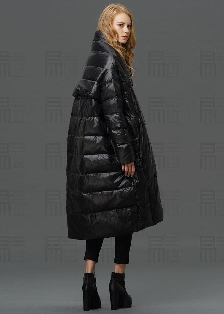 Modern Red Turtle Neck Cloak Sleeves low high design Winter Duck Down down coat - Omychic