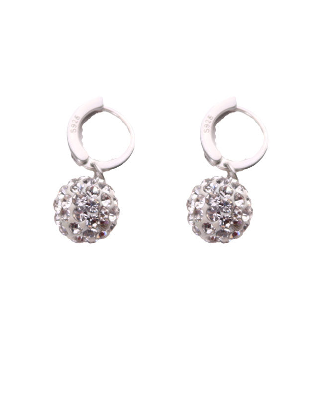 Modern Silk Silver Zircon Ball Drop Earrings