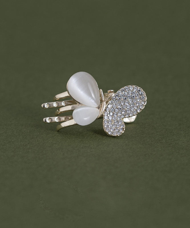 Modern White Hollow Out Butterfly Alloy Zircon Hairpin
