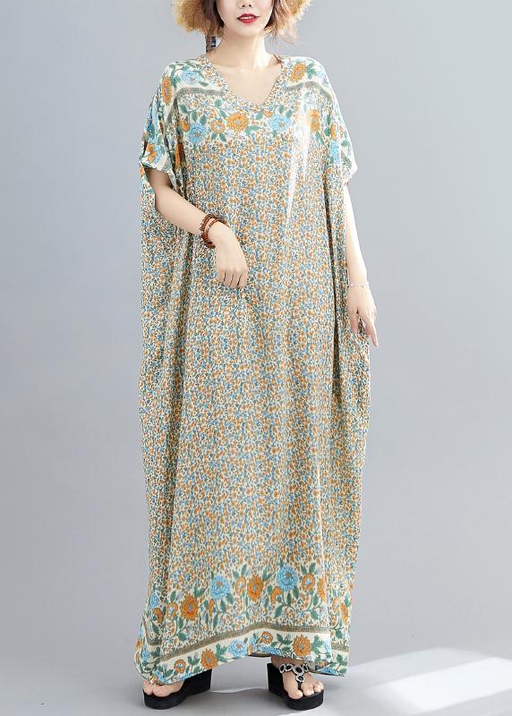 Modern Yellow Print Cotton Sleeveless Summer Robe - Omychic