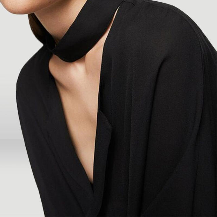 Modern bracelet sleeved cotton tunic pattern Sleeve black v neck tops summer - Omychic