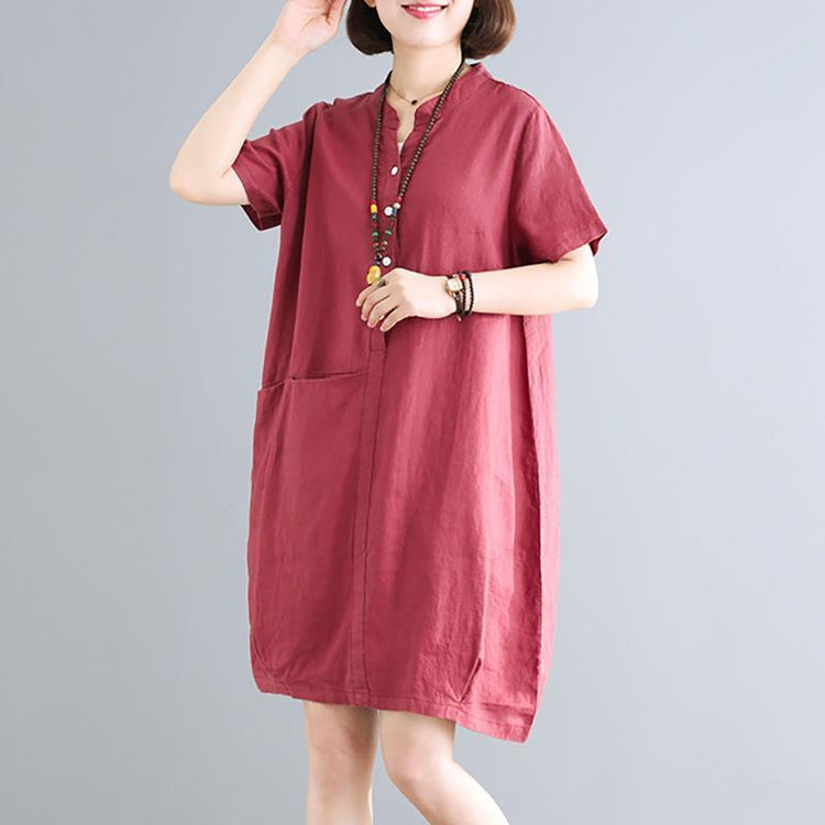 Modern cotton clothes Women Korea Short Sleeve Women Solid Summer Loose Dress - Omychic