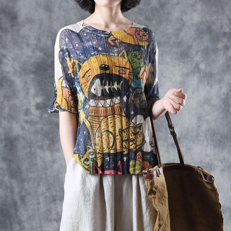 Modern floral clothes For Women o neck half sleeve Vestidos De Lino summer tops - Omychic