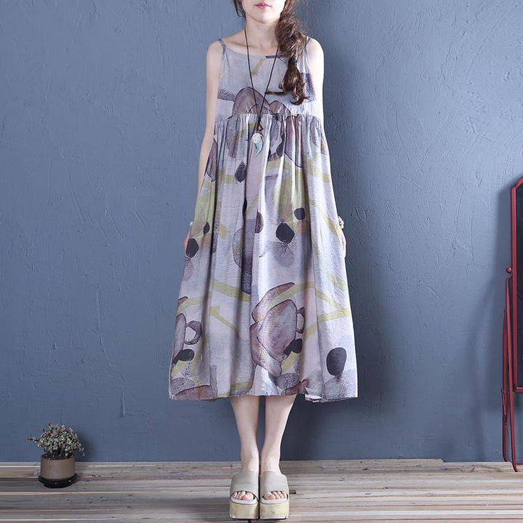 Modern floral cotton Spaghetti Strap robes summer Dresses - Omychic