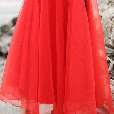 Modern large hem tassel chiffon clothes For Women Omychic Wardrobes red Maxi skirts Summer - Omychic