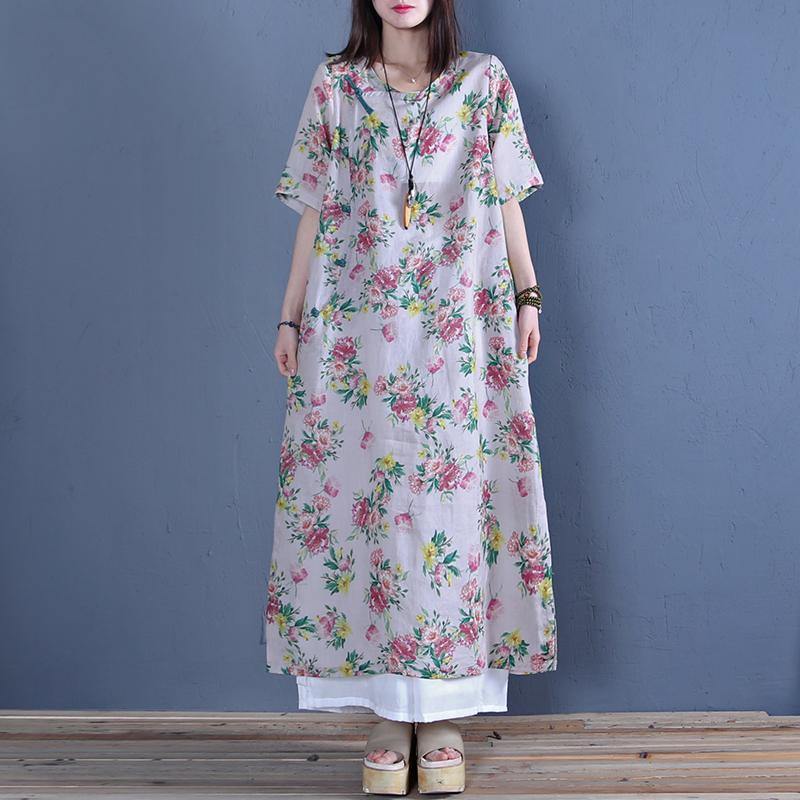 Modern o neck Chinese Button cotton Outfits nude Art Dress summer - Omychic