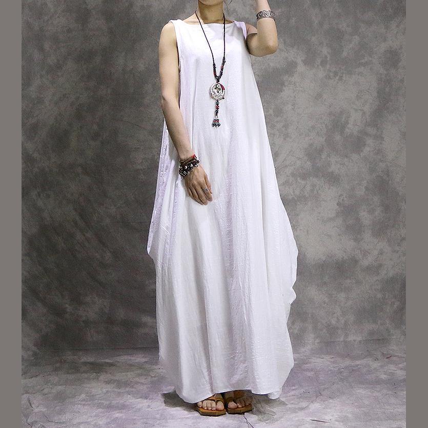 Modern O Neck Cotton Linen Outfit Boutique Photography White Traveling Dress Summer - Omychic
