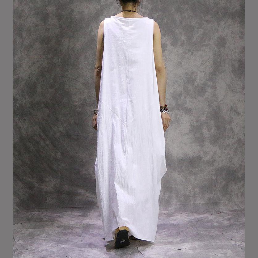 Modern O Neck Cotton Linen Outfit Boutique Photography White Traveling Dress Summer - Omychic