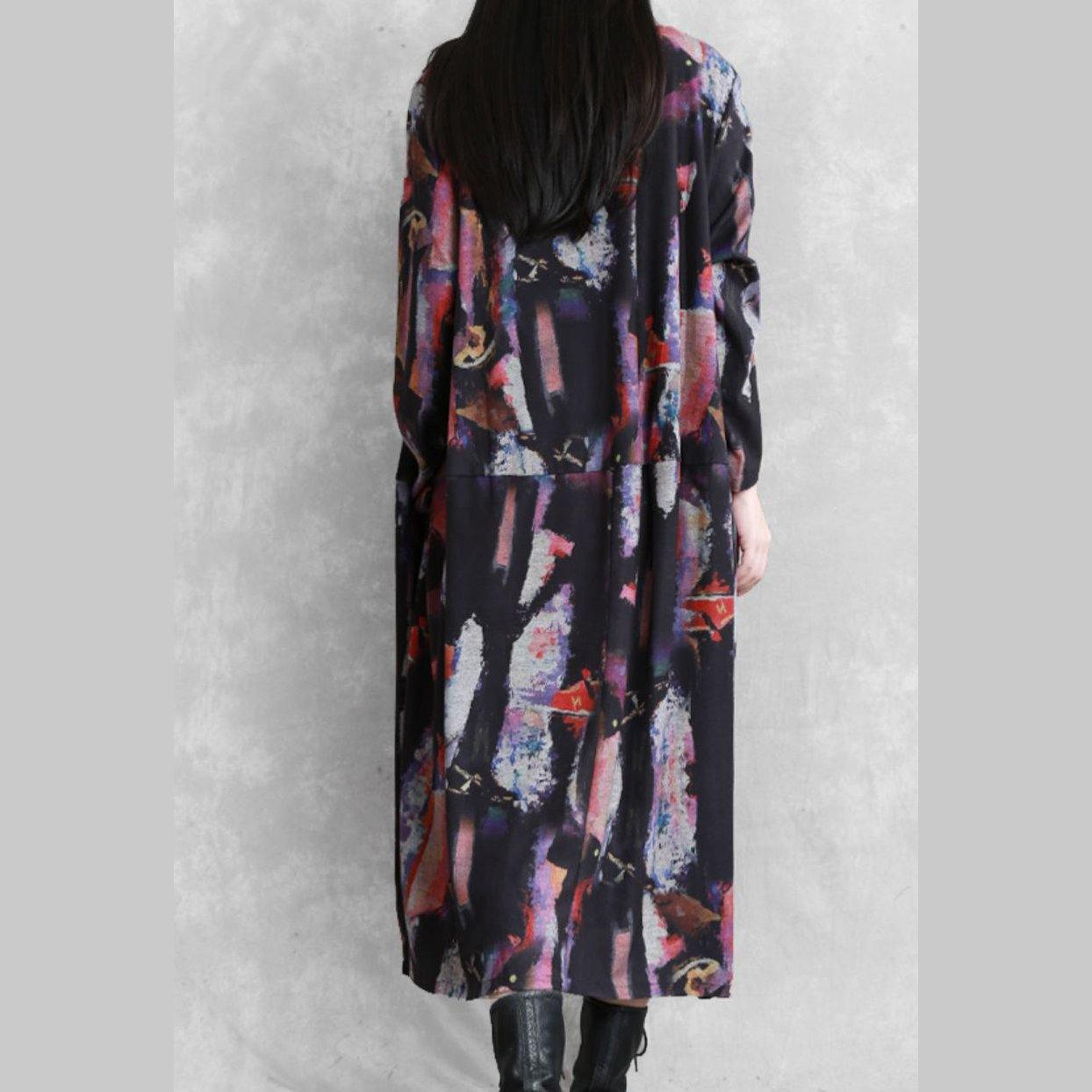 Modern o neck pockets cotton dress Work Outfits print Maxi Dresses - Omychic