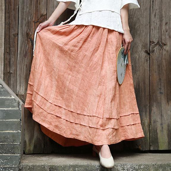 Modern patchwork linen clothes For Women Fabrics red skirt fall - Omychic