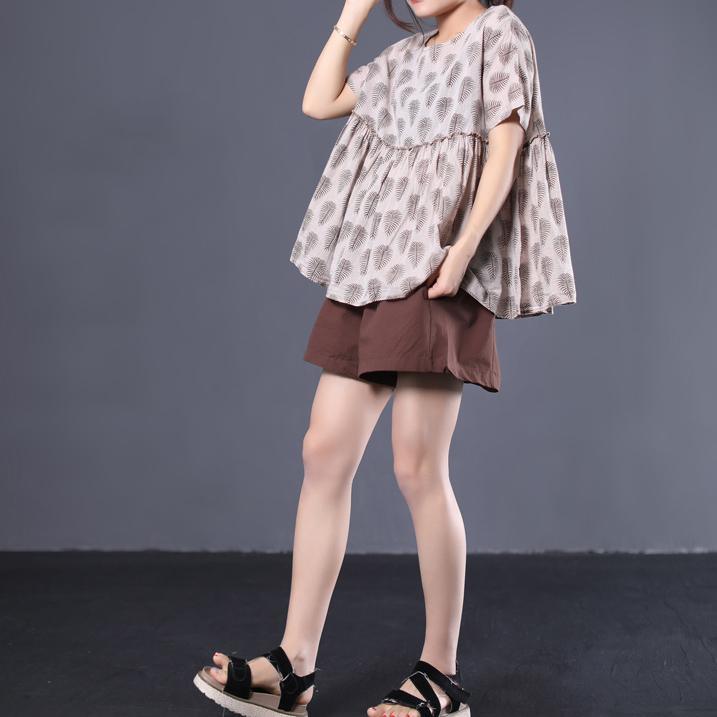 Modern prints linen clothes For Women Outfits khaki prints blouses summer - Omychic