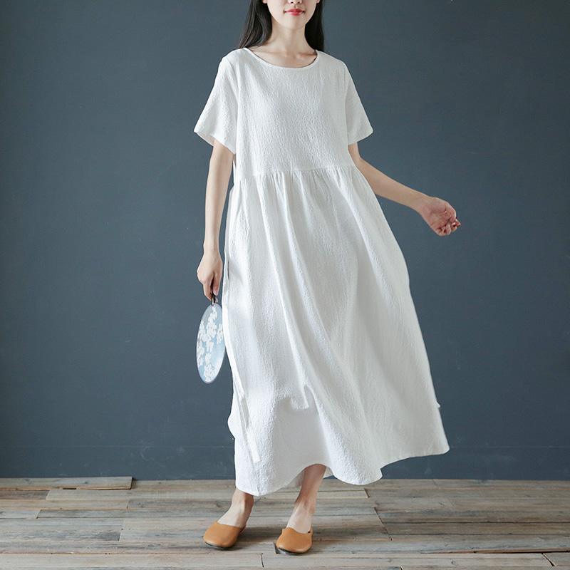 Modern Tie Waist Linen Dresses Pattern White Dresses Summer ( Limited Stock) - Omychic
