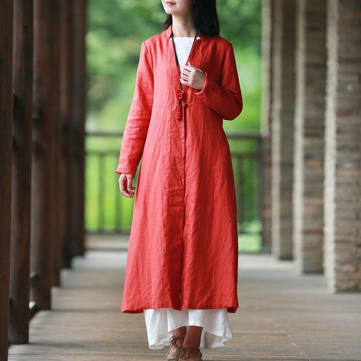 Modern v neck Fine clothes red loose coats fall - Omychic