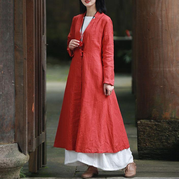Modern v neck Fine clothes red loose coats fall - Omychic
