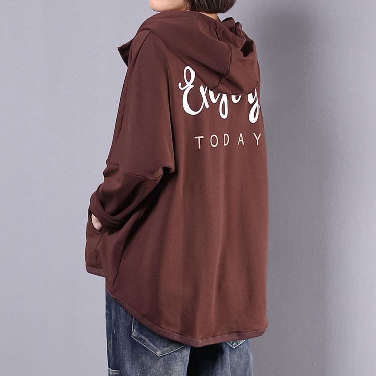 Modern zippered cotton outwear khaki hooded short coat fall - Omychic