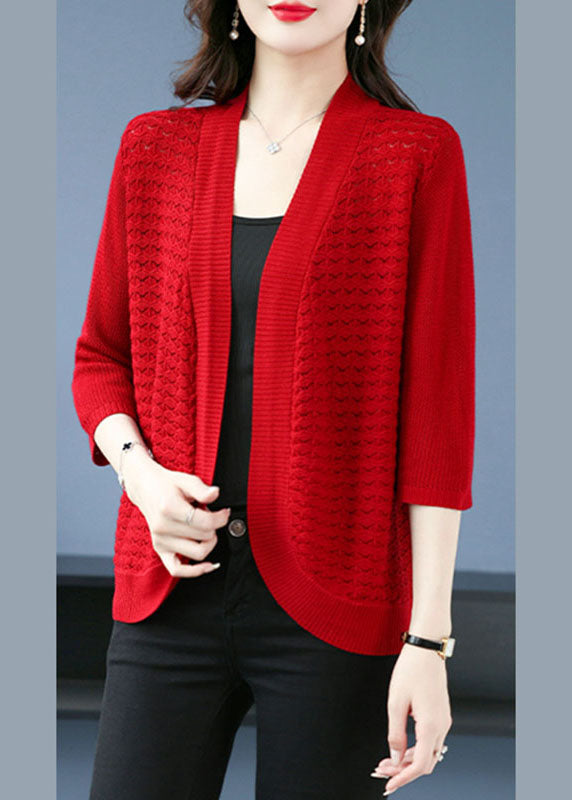 Mulberry Hollow Out Cozy Thin Ice Size Knit Cardigan Summer