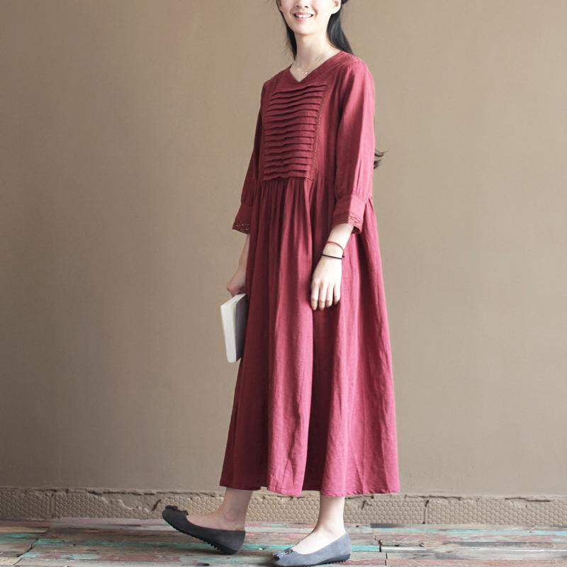 Mulberry linen summer maxi dress long sundresses plus size linen clothing - Omychic