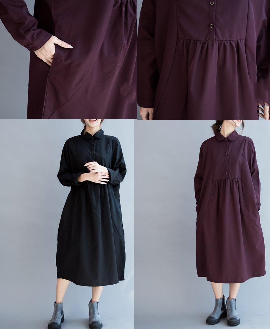 Mulberry oversize cotton dresses long sleeve maxi dress gowns - Omychic