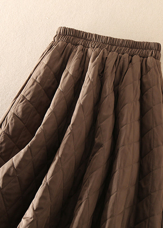 Natural Brown Pockets thick Solid Skirt Winter