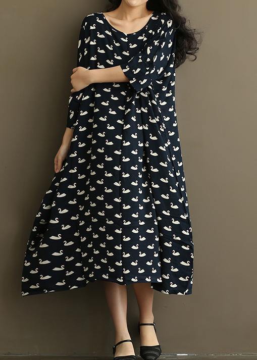 Natural Print quilting dresses Three Quarter sleeve Love Summer Dresses - Omychic